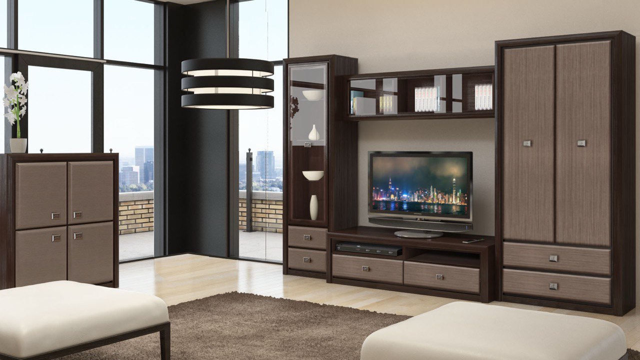 Модульна стінка у вітальні